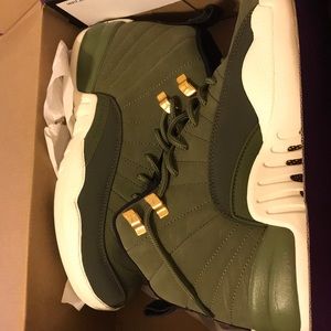Olive green Jordan 12’s